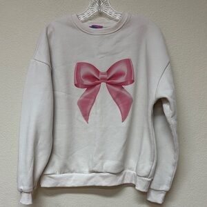 Edikted womans Pink Bow pullover Sweatshirt size S oversized